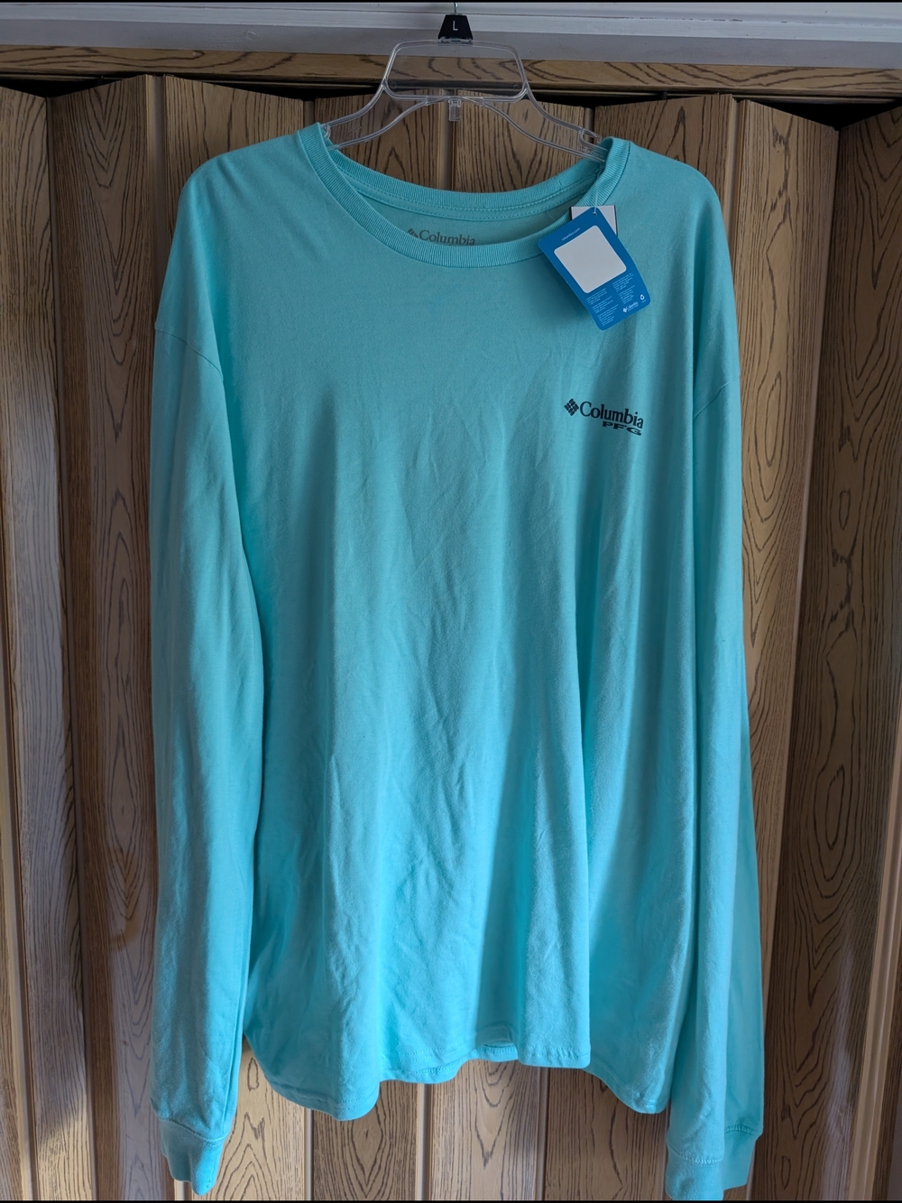 NWT Men's Columbia PFG Fishing Long-Sleeve T-Shirt in Aqua
